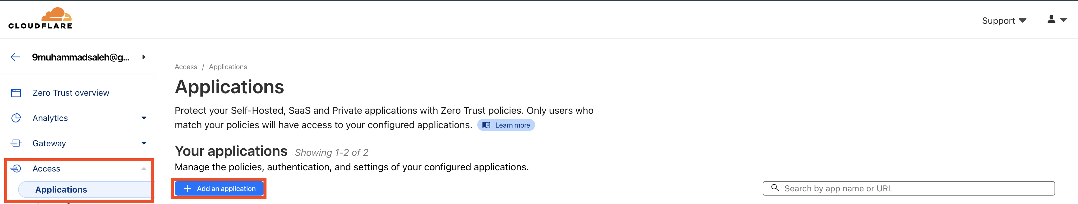 Adding an application policy